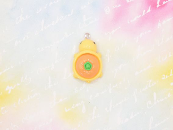 Підвіска , кулон Черепашка Жовта з апельсином 28мм, для обвісів у стилі Kidcore та Y2K, полімерна смола 