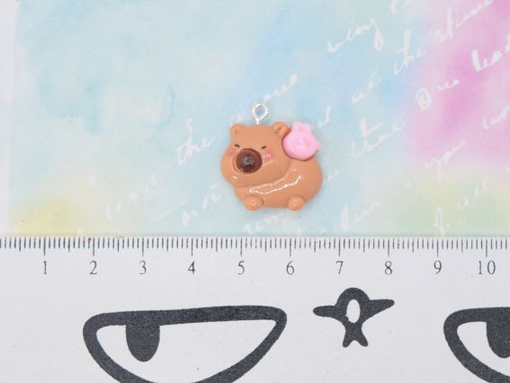 Кулон-подвеска Капибара с розовым зайчиком, 20 мм. Аксессуар для бижутерии и украшений в стиле 2000-х (Y2K), Kidcore. Брелок-фигурка из полимерной смолы для девочек.