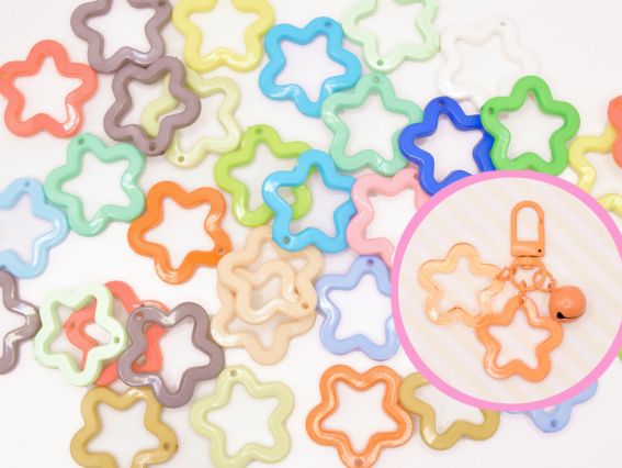 Зірка непрозора кольорова контур 30мм, 1 шт випадковий колір