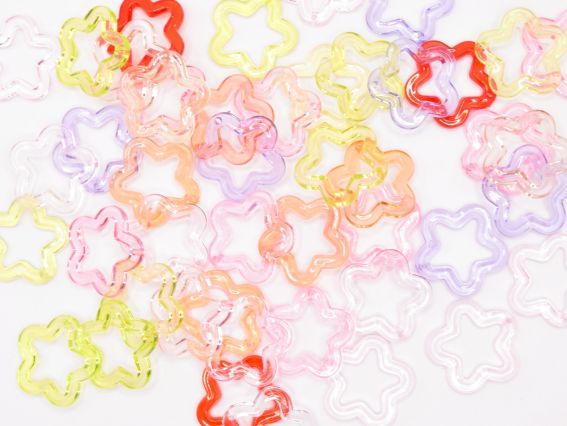 Зірка акрилова прозора контурна підвіска, 30 мм , кольоровий мікс, 1 шт випадковий колір