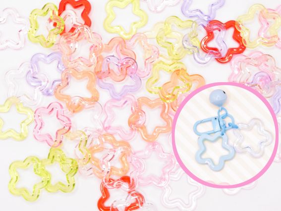 Зірка акрилова прозора контурна підвіска, 30 мм , кольоровий мікс, 1 шт випадковий колір