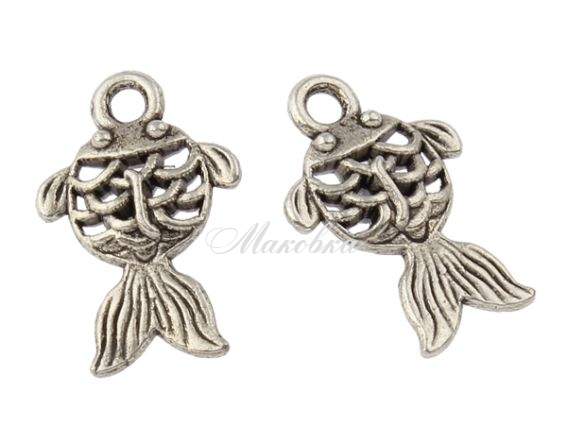 Підвіска Рибка №8, 11х17 мм, античне срібло, 1 шт