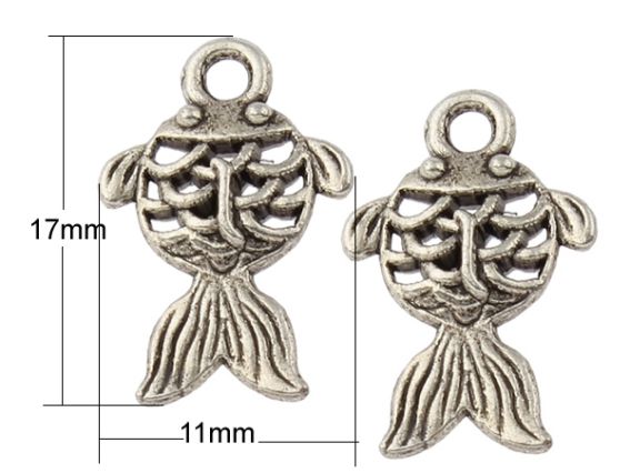 Металлическая Подвеска Рыбка №8,  13,х12 мм, античное серебро, 1 шт