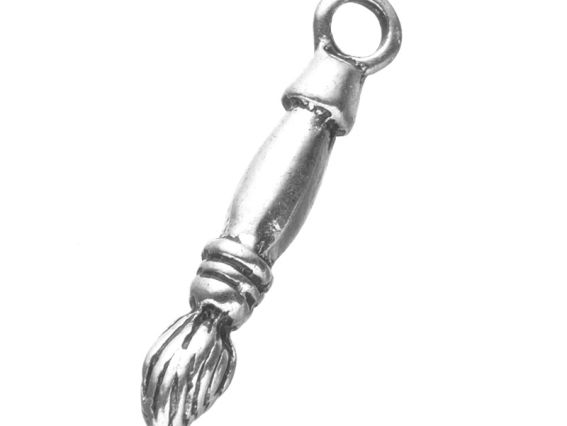 Біжутерная підвіска, шарм Пензлик для малювання , довжина 25 мм, колір античне срібло, 1 шт