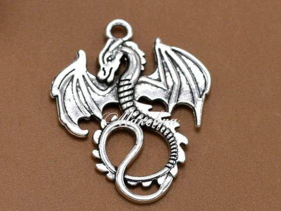 Підвіска Дракон №04 з крилами, 35мм, античне срібло, 1 шт Підвіска Дракон №04 з крилами, 35мм, античне срібло, 1 шт
