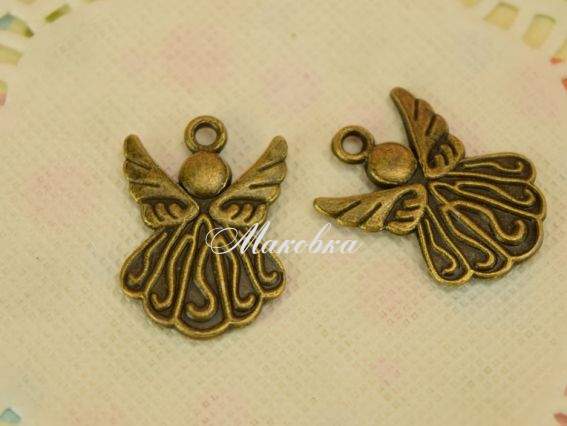 Подвеска Ангелок №09  , античная бронза, 1 шт