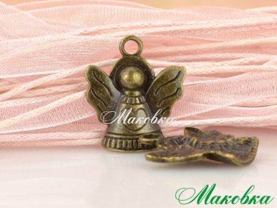 Подвеска Ангелок с сердцем №07, античная бронза