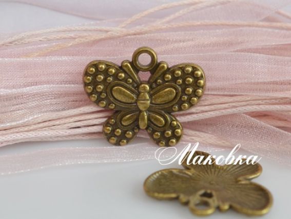Подвеска Бабочка №5 с точечками, античная бронза, 1 шт Подвеска Бабочка №5 с точечками, античная бронза, 1 шт