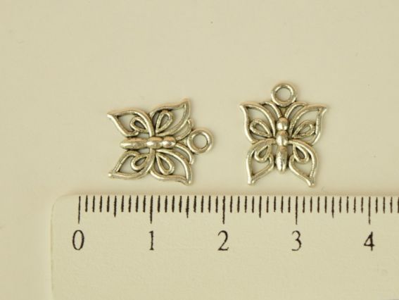 Бижутерная Подвеска Бабочка №08, античное серебро