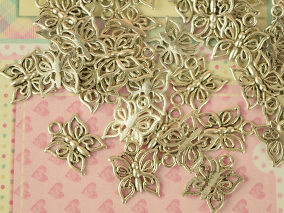 Бижутерная Подвеска Бабочка №08, античное серебро