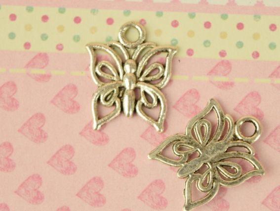 Бижутерная Подвеска Бабочка №08, античное серебро