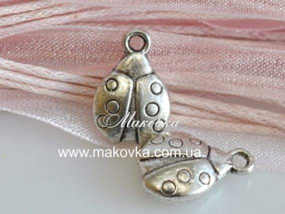 Подвеска Божья коровка №2, античное серебро, 50 шт Подвеска Божья коровка №2, античное серебро, 50 шт