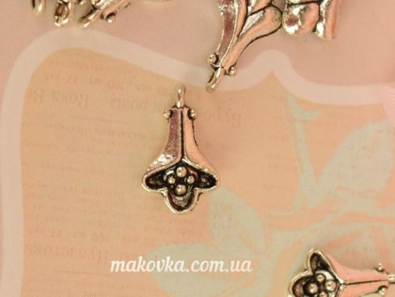 Подвеска Цветок №8 Бутон , античное серебро, 1 шт