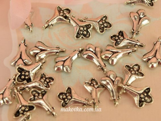 Подвеска Цветок №8 Бутон , античное серебро, 50 шт