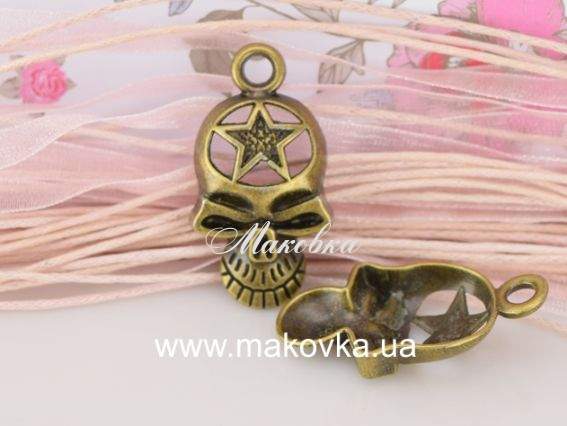 Подвеска Череп со звездой 37х20 мм античная бронза, 1 шт