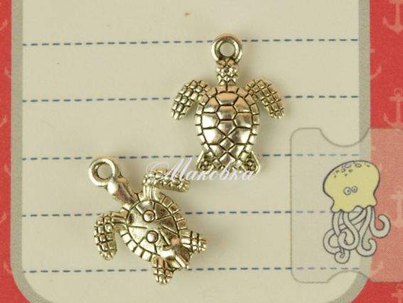 Подвеска Черепаха №4, античное серебро, 1 шт