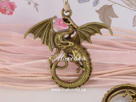 Подвеска Дракон большой с крыльями, 43х45 мм, античная бронза, 1 шт Подвеска Дракон большой с крыльями, 43х45 мм, античная бронза, 1 шт