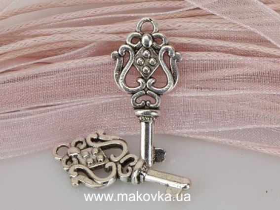Подвеска Ключ №10 ажурный, 25х12 мм, античное серебро, 1 шт Подвеска Ключ №10 ажурный, 25х12 мм, античное серебро, 1 шт