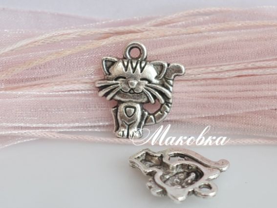 Подвеска Кот №6 усатый 19 мм античное серебро, 50 шт Подвеска Кот №6 усатый 19 мм античное серебро, 50 шт