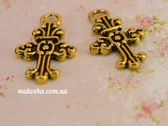 Металева підвіска Хрест №06, колір античне золото