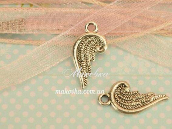 Подвеска Крыло 19х10мм, античное серебро, 1 шт