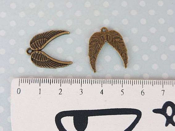 Бижутерная подвеска (шармик) Крылья №5, античная бронза