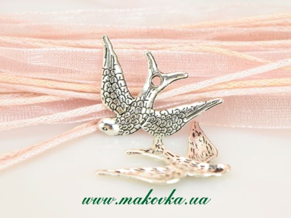 Подвеска Ласточка 24x16 мм, античное серебро, 1шт Подвеска Ласточка 24x16 мм, античное серебро, 1шт