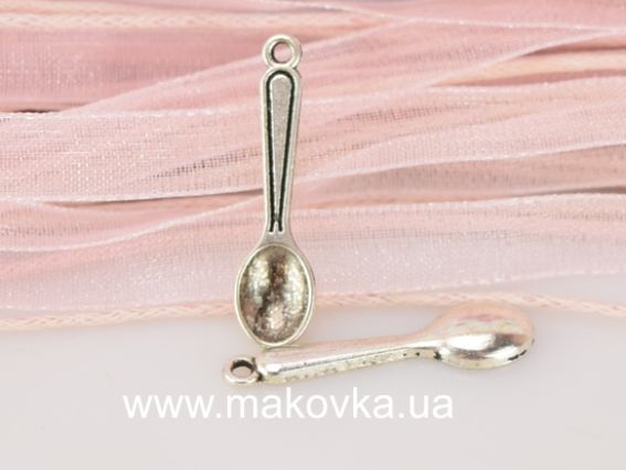 Бижутерная подвеска, шарм Ложечкака 23 мм, цвет античное серебро, 1 шт