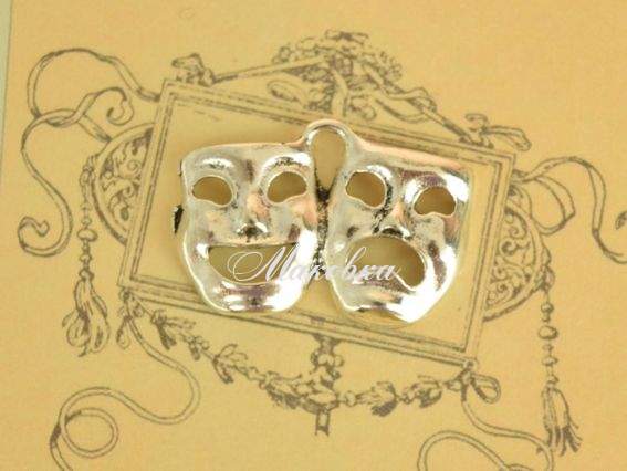 Подвеска Маски театральные , цвет платиновый, 1 шт