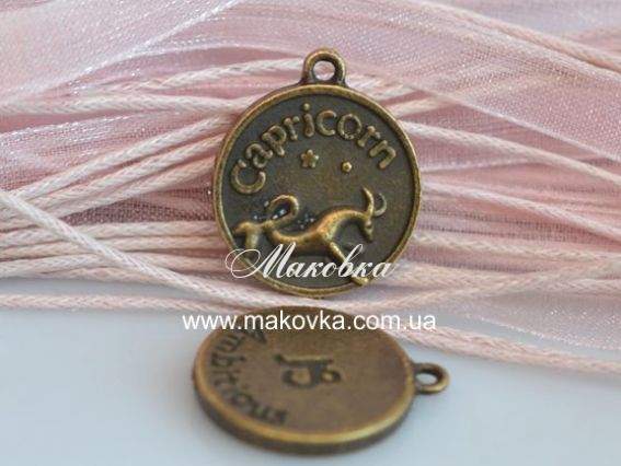 Подвеска монета Знак Зодиака Козерог 20х17 мм, античная бронза, 1 шт Подвеска монета Знак Зодиака Козерог 20х17 мм, античная бронза, 1 шт