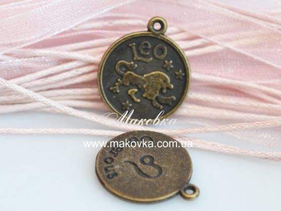 Подвеска монета Знак Зодиака Лев 20х17 мм, античная бронза, 1 шт Подвеска монета Знак Зодиака Лев 20х17 мм, античная бронза, 1 шт