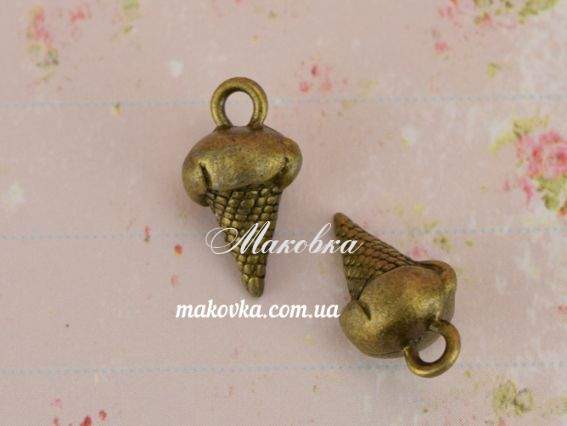 Подвеска Мороженное рожок, античная бронза, 1 шт