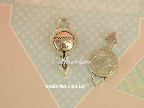 Подвеска Мужское начало 23х11 мм, античное серебро, 1 шт