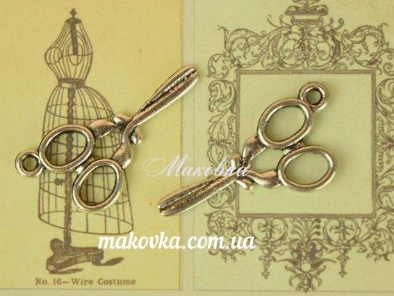 Подвеска Ножницы №6 средние 30 мм, античное серебро, 1 шт