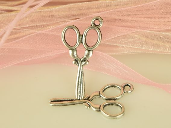 Підвіска металева, шарм Ножиці №6 середні 30 мм, античне срібло, 1 шт