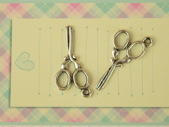 Підвіска металева, шарм Ножиці №6 середні 30 мм, античне срібло, 1 шт
