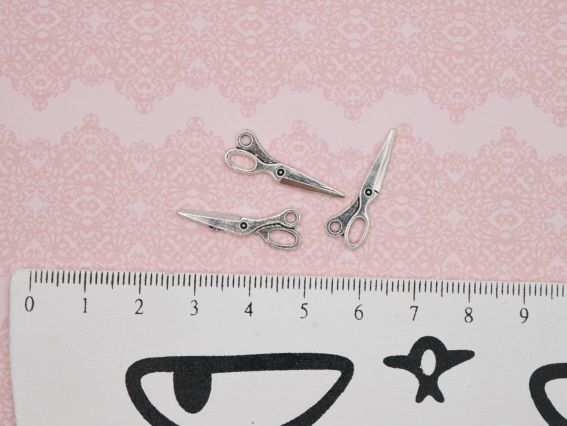 Біжутерна Підвіска, шарм Ножиці №7 закриті , 23 мм, античне срібло