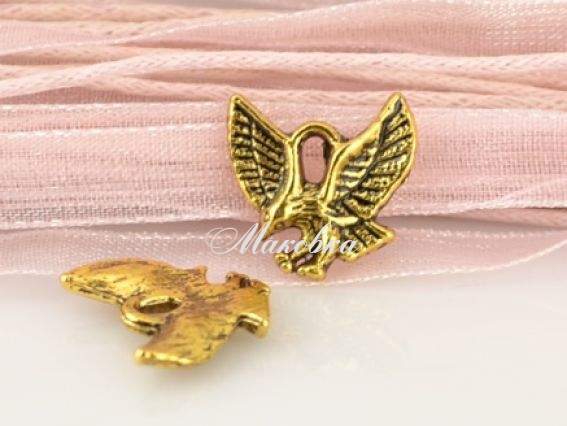 Подвеска Орёл, 13 мм античное золото, 1 шт