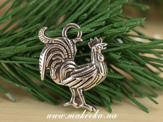 Подвеска Петух, 18х23мм, античное серебро, 1шт Подвеска Петух, 18х23мм, античное серебро, 1шт