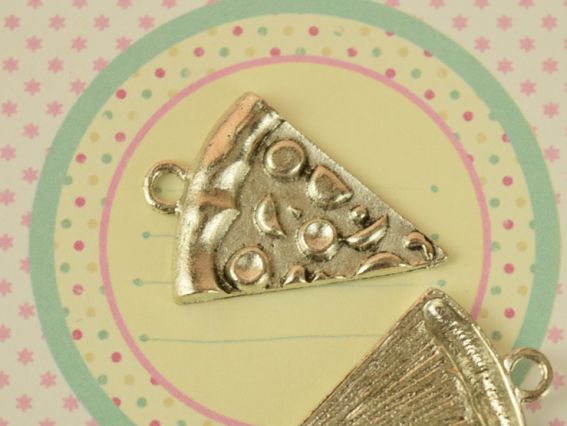 Подвеска Пицца (кусочек), античное серебро , 1 шт