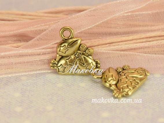 Подвеска Зодиак РАК (краб) в звездочках, 14х15мм античное золото, 1 шт