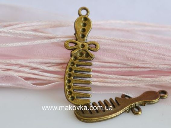 Подвеска Расческа №2 с бантиком 34х12 мм, античная бронза, 1 шт Подвеска Расческа №2 с бантиком 34х12 мм, античная бронза, 1 шт