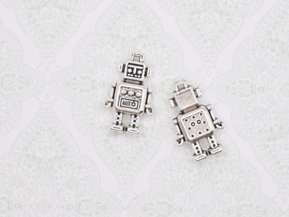 Біжутерна Підвіска, шарм Робот, 19 мм, античне срібло