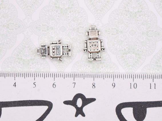 Біжутерна Підвіска, шарм Робот, 19 мм, античне срібло