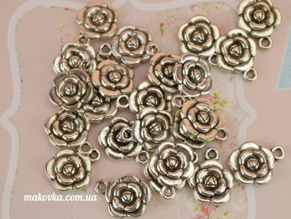 Подвеска Розочка, 12х15мм античное серебро, 50 шт Подвеска Розочка, 12х15мм античное серебро, 50 шт
