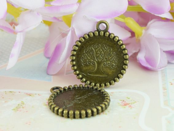 Біжутерна підвіска (шармик) З Деревом Life String, 22х26, колір антична бронза, 1 шт