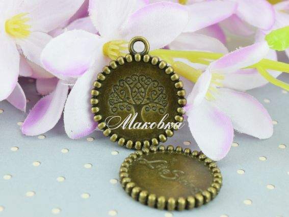 Подвеска С Деревом Life String, 22х26, античная бронза, 1 шт