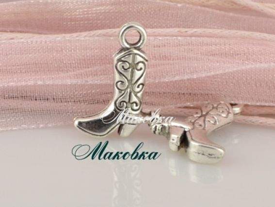 Подвеска Сапог №2, античное серебро, 1 шт