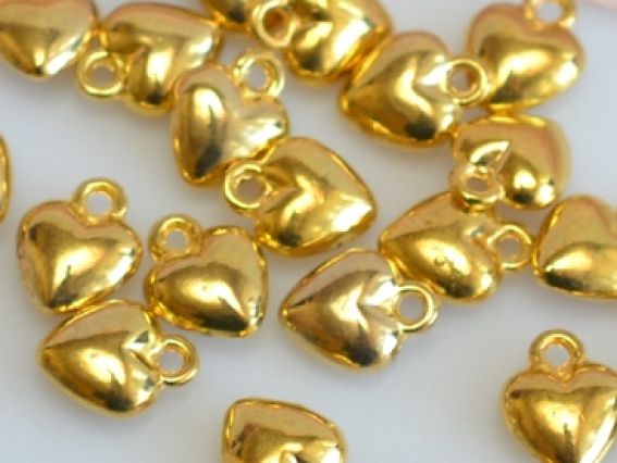 Подвеска Сердце №7 объемное, золотое, 1 шт Подвеска Сердце №7 объемное, золотое, 1 шт