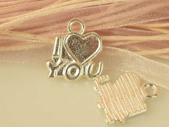 Біжутерна підвіска Серце №15, I you, під кабошон 15х17 мм, срібло